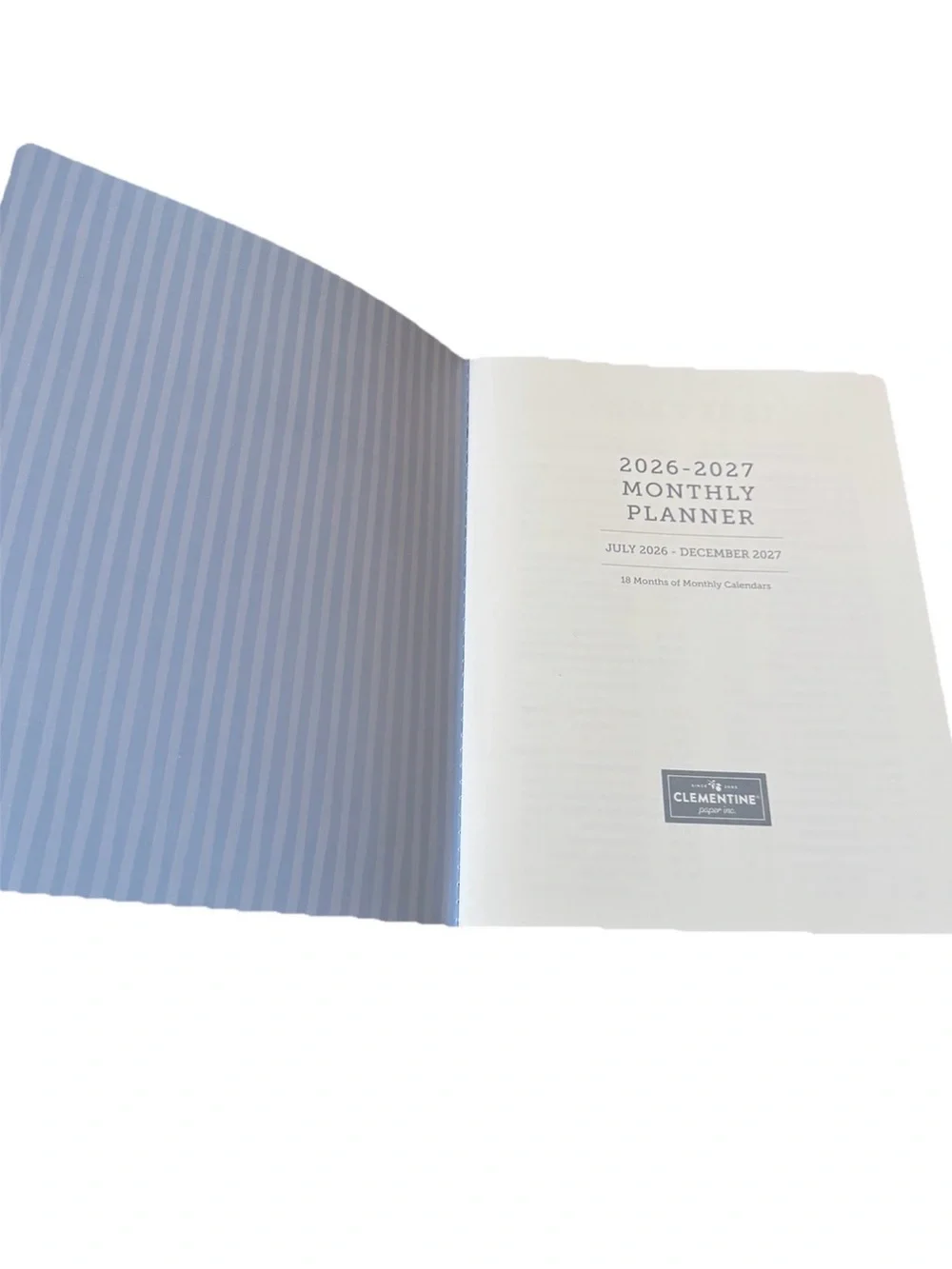 Clementine Paper inc. 17-month Large Size Planner 11x9” Green Stripes 2026-2027